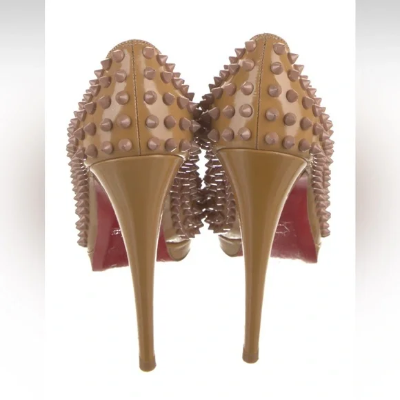 Christian Louboutin Tan Spiked Heels - Picture 2 of 7
